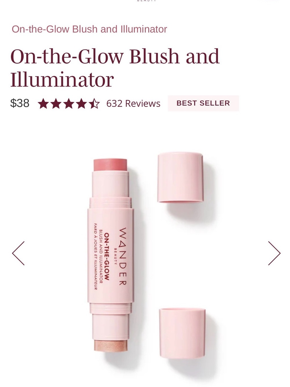 Wander Beauty On-the-Glow Blush and Illuminator — Pink Glow NEW in Box
